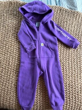 Carhartt Purple Hooded Fleece Zip-Up One-Piece Footie
